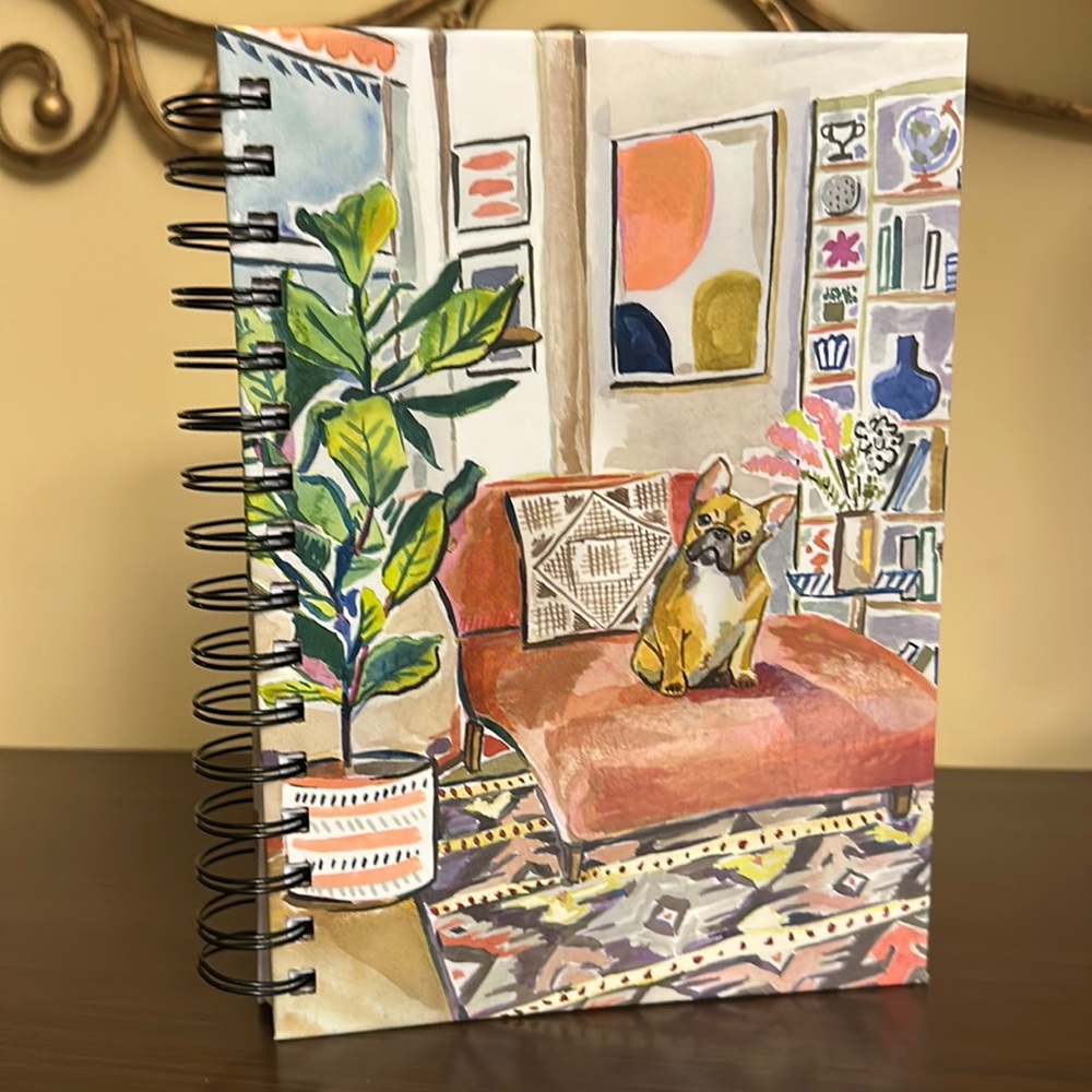 Molly & Rex Multicolor French Bulldog Motif Hardcover Spiral Notebook